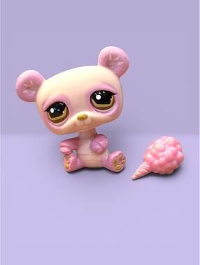 Littlest Pet Shop LPS Pink Panda Bear #899 with Cotton Candy Accessory